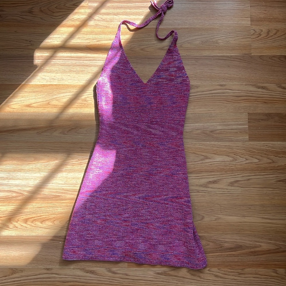 Purple pink knit dress